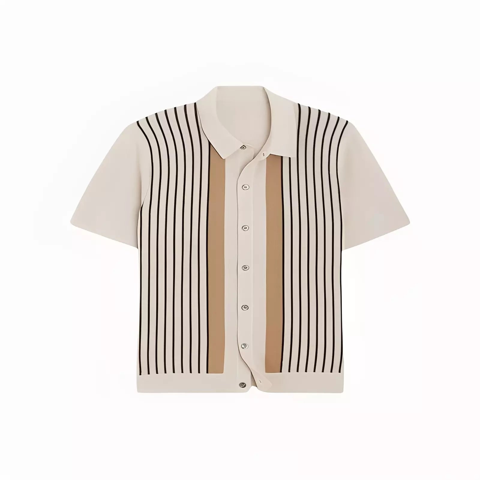 Camisa Polo Listrada Bege